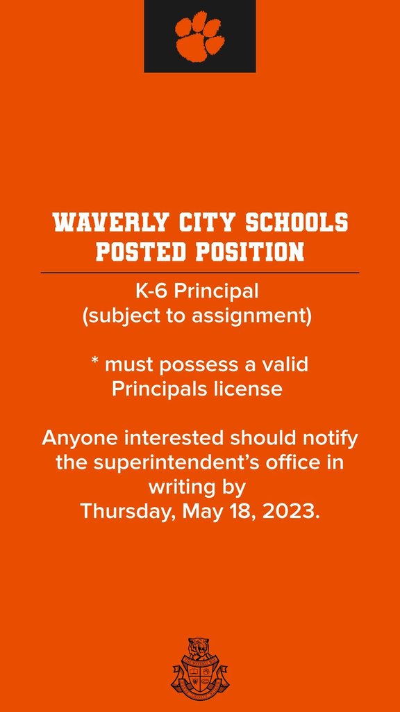 WAVERLY CITY SCHOOLS POSTED POSITION